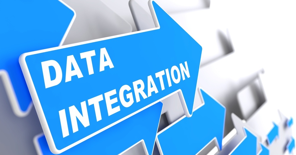 Data Integration. Information Concept. Blue Arrow with 